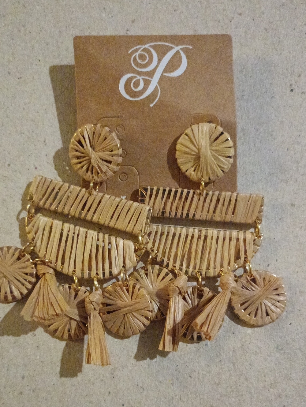 Natural Raffia Fringe Statement Earrings - Plunder